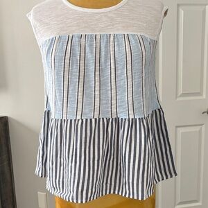 Style & Co. Blue and White Striped Blouse